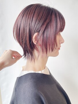 モリオフロムロンドン 原宿本店(morio from London) 【morio 原宿】ショートウルフ顔周りレイヤー　ピンクハイライト