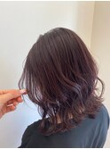 大人前下がりミディアムボブ×バイオレットブラウン