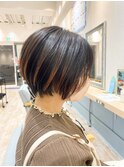 前髪あり大人かわいいショートボブ 20代30代40代小顔ナチュラル