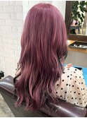 ブリーチあり ラベンダーピンク ロングレイヤー