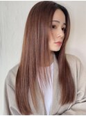 前髪なしセンターパート小顔ロングヘア顔まわりレイヤーカット