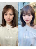 ナチュラル小顔前髪あり後れ毛サイドバング結べるボブくびれヘア