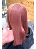 20代30代ダブルカラーシアーピンクミディアムウルフ外ハネ
