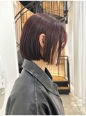 ボブ/ミニボブ/暖色カラー/ワインレッド/縮毛矯正/髪質改善