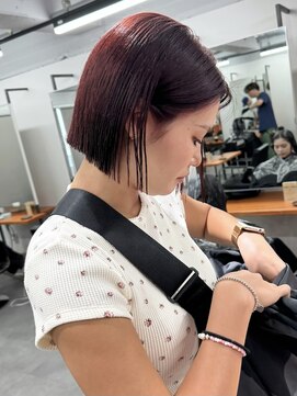 レブ 三条河原町(Reb,) ボブレッドブラウンミニボブ似合わせヘアシースルーマッシュ