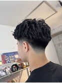 ショートアップバングピンパーマ