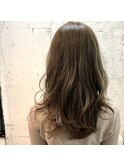 オリーブアッシュ/ロングレイヤー/透明感カラー　　担当　夕島