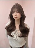 韓国ヘア/前髪あり/顔まわりカット/くびれヘア/グレージュカラー