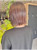 切りっぱなしボブ　ピンクブラウン　20代30代40代