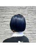 インナーカラー艶髪ネイビーグレーアッシュブラック大人美人
