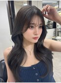 顔まわりレイヤー 艶カラー 暗髪 韓国風 髪質改善 福岡美容