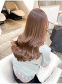 くびれヘアアプリコットオレンジ夏ヘアハイライトカラー