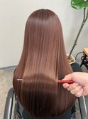 美髪ストレート　ピンクブラウンロング