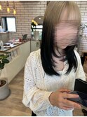 ホワイトブロンド×ブラックツートーンカラーレイヤーストレート