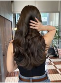栄垢抜けレイヤーロングスタイル　オリーブブラウン　　