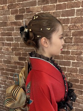 ライム 振り袖アップスタイル