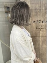 ニコリヘアワークス(nicori hair works)&nbsp;ボブ×ハイトーン×外ハネ3