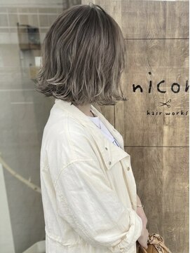 ニコリヘアワークス(nicori hair works) ボブ×ハイトーン×外ハネ3