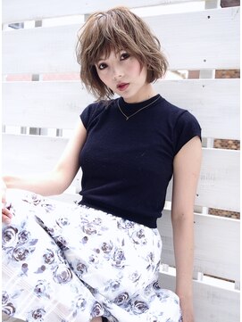 ヘアアンドメイク シークネクスト(HAIR&MAKE SeeK NEXT) 【SeeK NEXT】ハイライト ベージュ×ルーズランダムパーマボブ