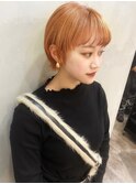 YA28_ショートボブ×ペールオレンジ/Wカラー/ハイトーン