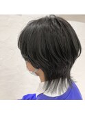 センターパート×黒髪メンズロングウルフ/横浜