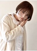 大人ボブショート/似合わせカット/レッドブラウン/ウェットヘア