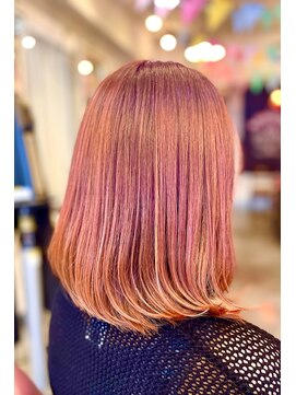 サーティエイト(38) 艶めきミディアムボブ/ピンクボルドー/カラー/髪質改善/元町/