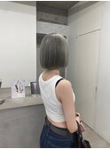Mint gray color + bob cut