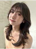 【大人韓国】顔周りカット/イルミナ/透明感グレージュ/前髪