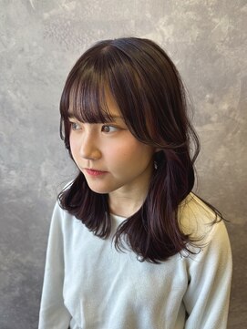 ザ ラブズ ラフズ ヘアー 本店(the loves laughs hair) ピンクラベンダー×ナチュラルイヤリングカラー