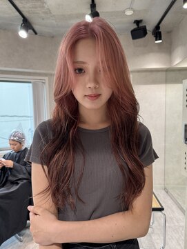 ハイプ(HYPE) ロングレイヤー/ルーツカラー/コーラルピンク/ブリーチ