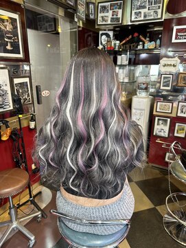 グリッツ (GLITZ) グレー×ポイントエクステ ホワイト ピンクラベンダー