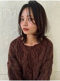 レイヤーカット/ミディアムレイヤー/ココアブラウン/暗髪