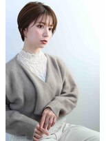 ムウ 難波(MOU) クールショートボブ前髪イメチェンピンクベージュ30代40代50代