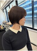 大人可愛い20代30代40代前下がりショートボブ/ハンサムショート