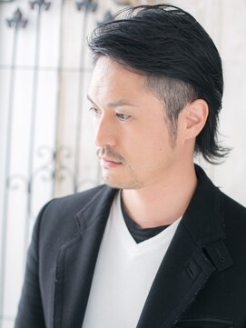 モッズヘア メン 上尾東口店(mod's hair men) 30代40代オールバックブラックウルフフェードスタイルa1上尾