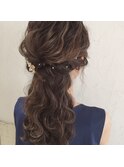 〔ange maco〕セミロングのなみまきハーフアップ