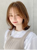 くびれ小顔カット/前髪/インナーグレージュ/ピンクベージュ