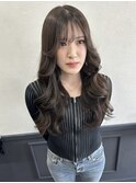 グレージュ/ブリーチ無し/シースルーバング