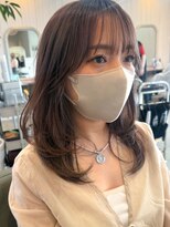 シェル 津山の手店(shel)&nbsp;大人美人艶カラーベージュ小顔カット透明感レイヤーロング