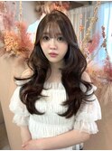 #84/くびれヘア/アプリコットオレンジ/ハイライトカラー/表参道