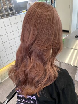 サンク 原宿 表参道(cinq) 原宿ピンクベージュケアブリーチ顔まわりレイヤーピンクカラー