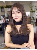 美髪レイヤーカットオリーブグレージュグレージュカラー顔まわり