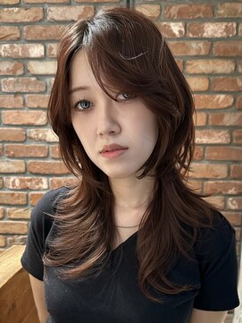 ボコカ(bococa) 大人女性ロングレイヤーレッドブラウンカラー