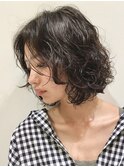 ボブパーマ/カーリーヘア/大人癖毛くせ毛/黒髪/簡単スタイリング