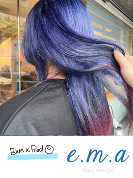 エマヘアデザイン(e.m.a Hair design) ブルーレッド