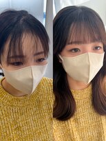 アム 表参道(am)&nbsp;前髪縮毛矯正【小顔薄めバンググレージュレイヤーロング前髪】