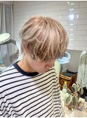 メンズブリーチカラーミルクティーベージュ　ダブルカラー　横浜
