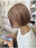 大人可愛い/ショートボブ/ミニボブ/切りっぱなしボブハイトーン