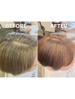 エリア初！小麦粉カラーで明るくしっかり染めながら髪質改善も叶う次世代白髪ぼかし